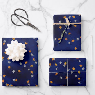 Glitzer startet auf Grundierpapier Geschenkpapier Set