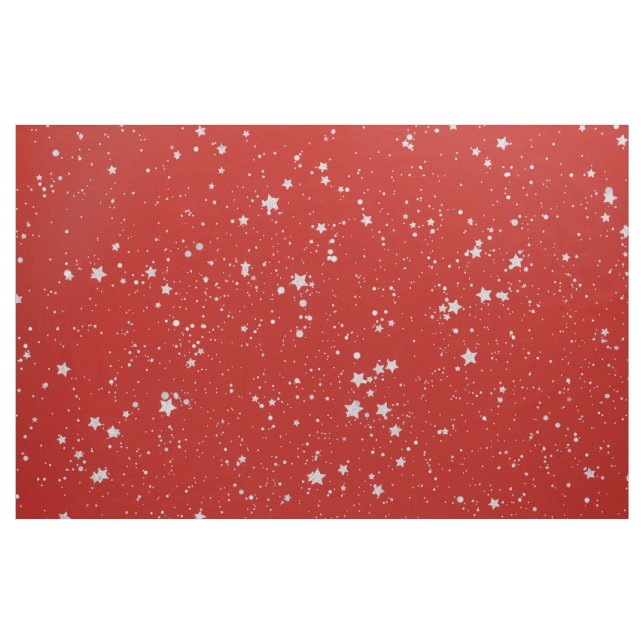 Glitzer-Sterne - silbernes Rot Stoff (Fat Quarter (45,7 x 55,9 cm))