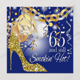 Glitzer Stiletto 65. Geburtstag   Königsgold Einladung