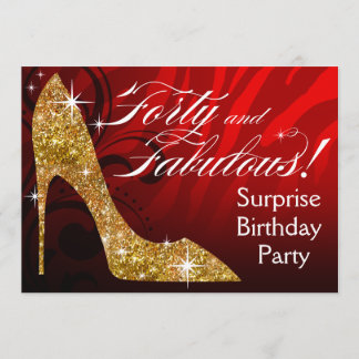 Glitzer Stiletto Zebra 30 & Terrific Birthday rot Einladung