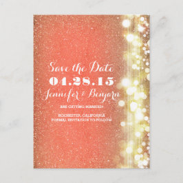 Glitzer-Streicher leuchtet Save the Date Gold und  Ankündigungspostkarte