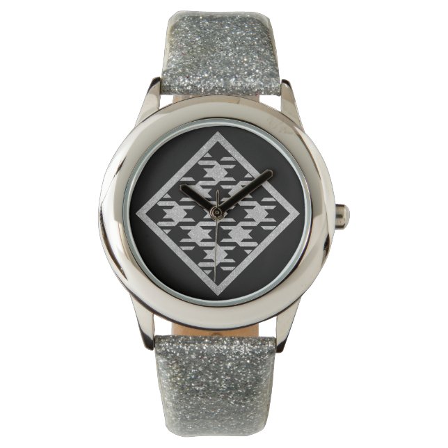 Glitzer-Style Pied de Poule Armbanduhr (Vorderseite)