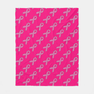 Glitzer Style Pink Ribbon Awareness Fuchsia Fleecedecke