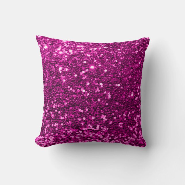 Glitzer Stylist Fashion Sequin Fuchsia Pink Vivid Kissen (Vorderseite)