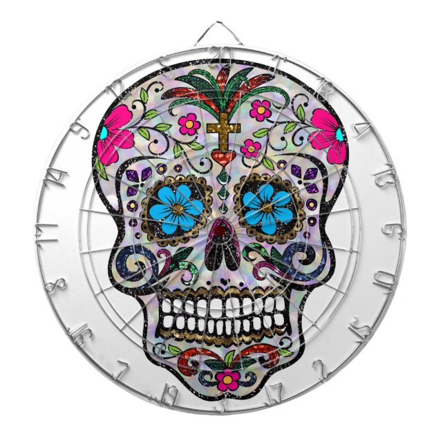 Glitzer Sugar Skull Dartscheibe (vorne)