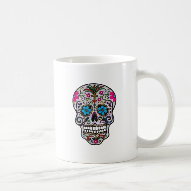 Glitzer Sugar Skull Kaffeetasse (Rechts)