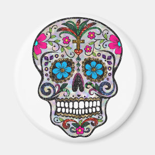Glitzer Sugar Skull Magnet