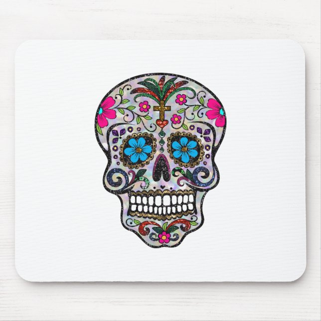 Glitzer Sugar Skull Mousepad (Vorne)