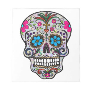 Glitzer Sugar Skull Notizblock