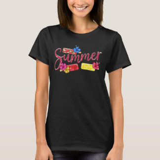 Glitzer Summer Ice Pops & Hibiskus Design T-Shirt
