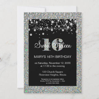 Glitzer Sweet 16 Geburtstag Einladung