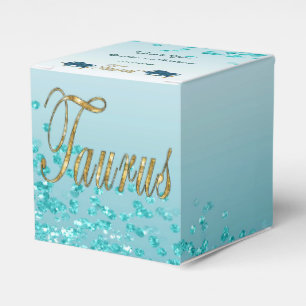 Glitzer Taurus & Aquamarin Blue Glitzer Geburtstag Geschenkschachtel