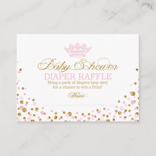 Glitzer Tiara Royal Princess Diaper Raffle Ticket Begleitkarte (Vorderseite)