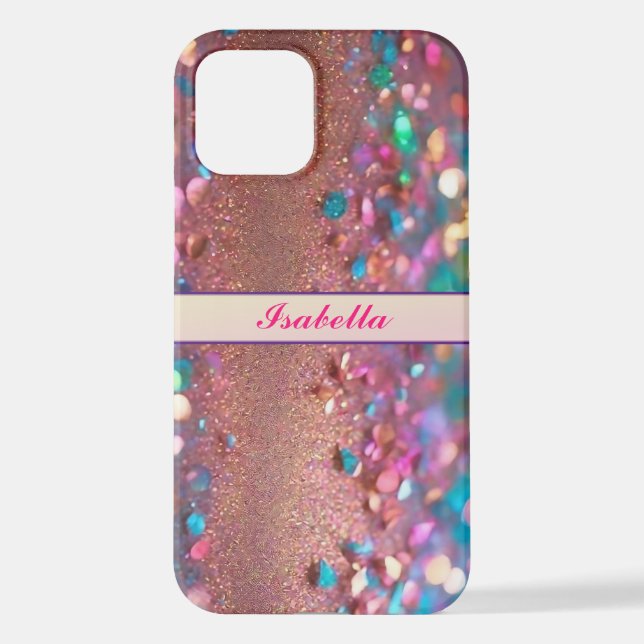 Glitzer Trendy Opal Holographic Collection iPhone 12 Hülle (Rückseite)