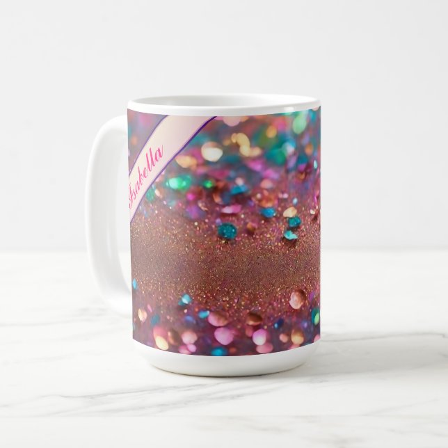 Glitzer Trendy Opal Holographic Collection Kaffeetasse (Vorderseite Links)