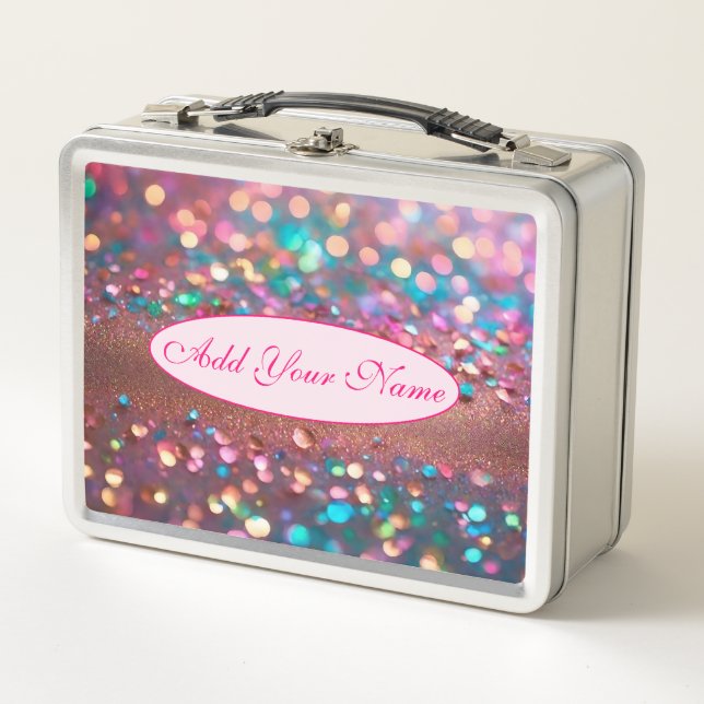 Glitzer Trendy Opal Holographic Collection Metall Brotdose (Vorderseite)