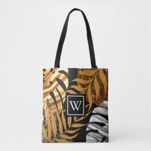 Glitzer Tropenflora Tasche