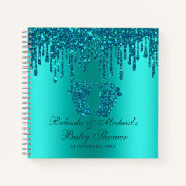 Glitzer Tropfen Aquamarin Feet Baby Showbook Notizbuch