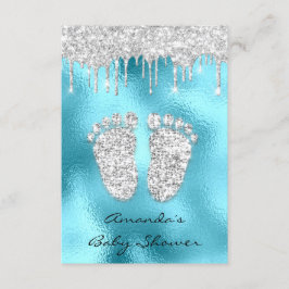 Glitzer Tropfen Blue Gray Baby Boy Dusche Feet Einladung