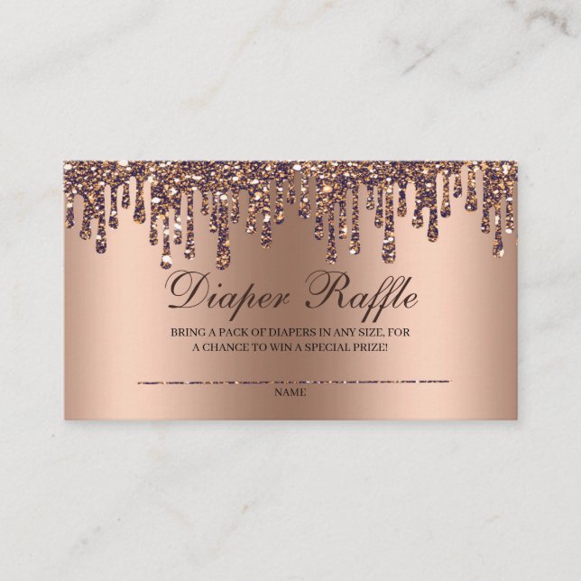 Glitzer Tropfen Bronze Baby Dusche Windelwanne Raf Begleitkarte (Vorderseite)