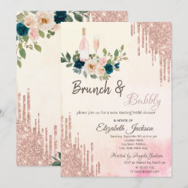 Glitzer Tropfen Brunch & Bubbly Brautparty Einladung