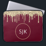 Glitzer Tropfen Burgundy Gold Girly Mit Monogramm Laptopschutzhülle<br><div class="desc">Luxuriöse Gold und Burgund Red Imitats Glitzer und Sparkle Elegant Mit Monogramm Initials Case. Dieser Fall kann so angepasst werden,  dass er Ihren Anfangs- und Vornamen enthält.</div>