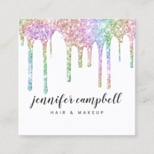 Glitzer Tropfen Chic Haar Make-up holografisches E Quadratische Visitenkarte