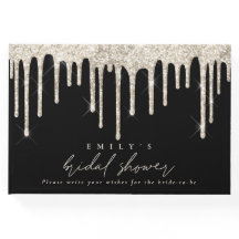 Glitzer Tropfen Cream Script Brautparty Schwarz