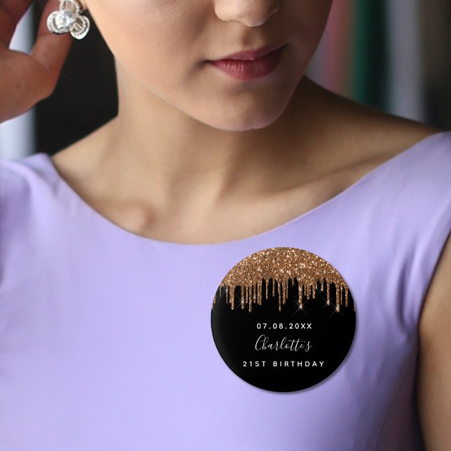 Glitzer-Tropfen für Birthday-Schwarzgold Button (Von Creator hochgeladen)