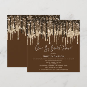 Glitzer Tropfen Gold Brawn Drive by Brautparty Einladung