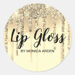 Glitzer Tropfen Gold Lippenstopp-Aufkleber Runder Aufkleber