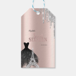 Glitzer Tropfen, Kleid, Eiffelturm Süß 16 Geschenkanhänger