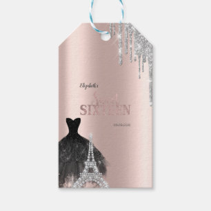 Glitzer Tropfen, Kleid, Eiffelturm Süß 16 Geschenkanhänger