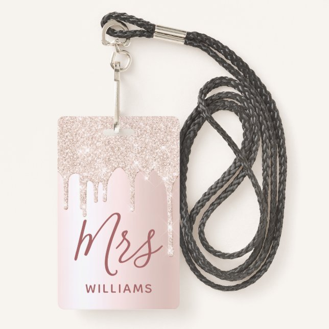 Glitzer Tropfen Lehrer Individuelle Name Lanyard I Ausweis (Vorderseite mit Schlüsselband)