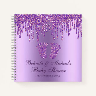 Glitzer Tropfen Lila Feet Baby Showbook Notizbuch
