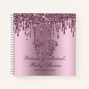 Glitzer Tropfen Lila Feet Baby Showbook Notizbuch