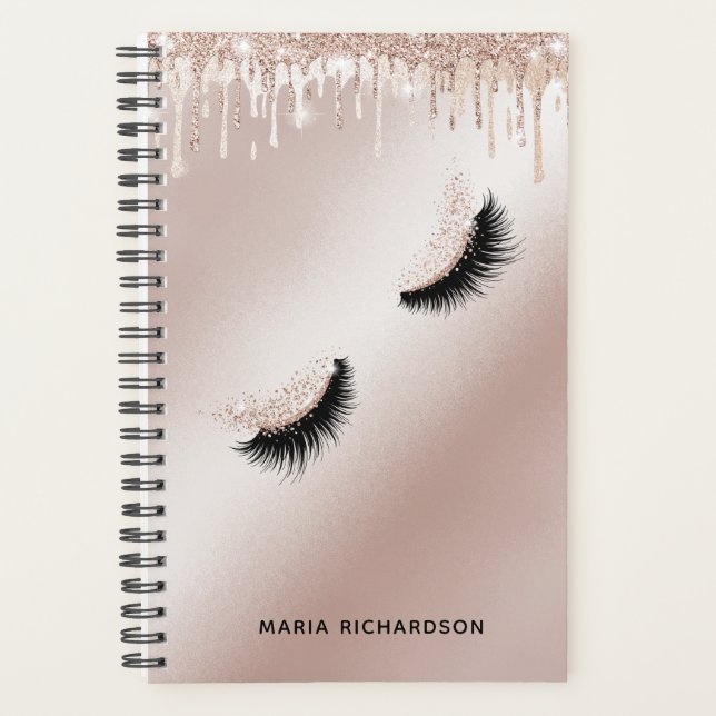 Glitzer Tropfen Makeup Eyebrow Eyes Lashes Rose Go Planer (Vorderseite)
