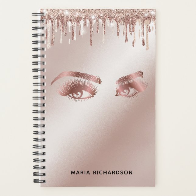 Glitzer Tropfen Makeup Eyebrow Eyes Lashes Rose Go Planer (Vorderseite)