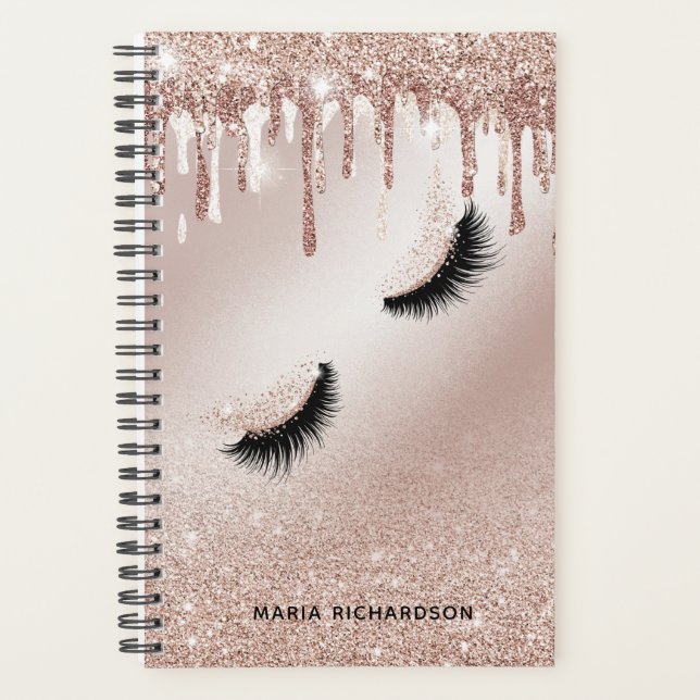 Glitzer Tropfen Makeup Eyebrow Eyes Lashes Rose Go Planer (Vorderseite)