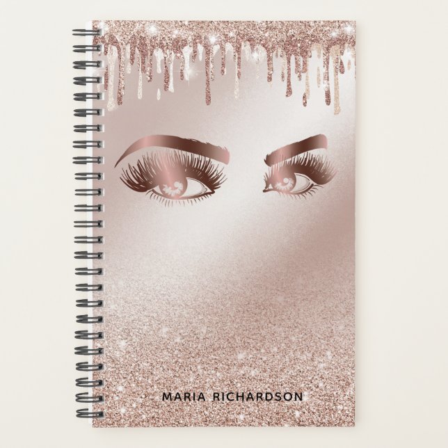 Glitzer Tropfen Makeup Eyebrow Eyes Lashes Rose Go Planer (Vorderseite)