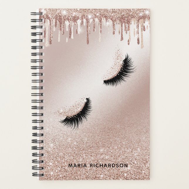 Glitzer Tropfen Makeup Eyebrow Eyes Lashes Rose Go Planer (Vorderseite)