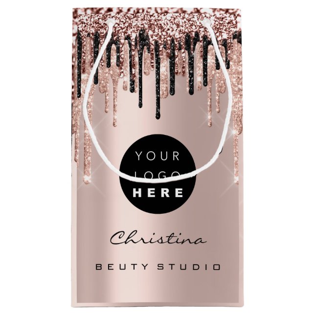 Glitzer-Tropfen mit benutzerdefinierten Logo-Rendi Kleine Geschenktüte (Rückseite)