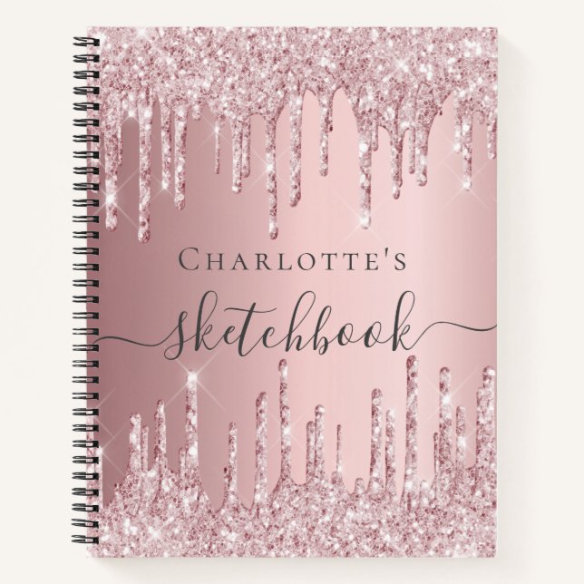 Glitzer-Tropfen-Monogramm aus dem Sketchbuch Notizbuch (Vorderseite)
