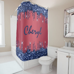 Glitzer Tropfen Name Blue Navy Princess Red Aquama Duschvorhang
