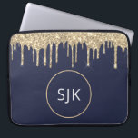 Glitzer Tropfen Navy Blue Gold Girl Mit Monogramm Laptopschutzhülle<br><div class="desc">Luxuriöse Gold und Navy Blue Imitats Glitzer und Sparkle Elegant Mit Monogramm Initials Case. Dieser Fall kann so angepasst werden,  dass er Ihren Anfangs- und Vornamen enthält.</div>