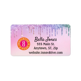 Glitzer Tropfen Pastel Innov8tive + Posh-Adresse Adressaufkleber