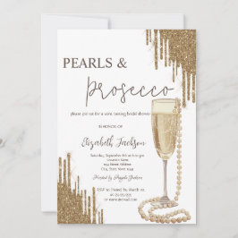 Glitzer Tropfen Pearls Prosecco Brautparty Einladung