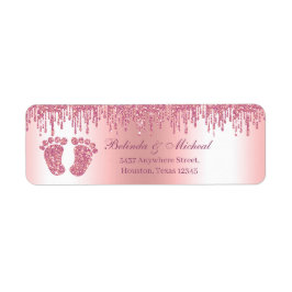 Glitzer Tropfen Pink Baby Feet Babydusche Anschrif