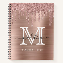 Glitzer-Tropfen Pinselmetall-Rose-Gold-Monogramm