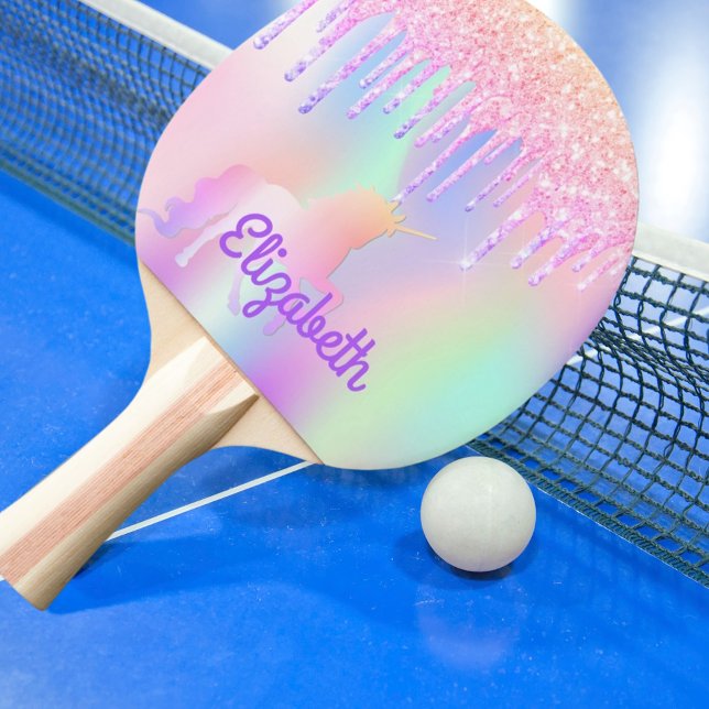 Glitzer Tropfen Regenbogen unicorn rosa Name Tischtennis Schläger (Von Creator hochgeladen)